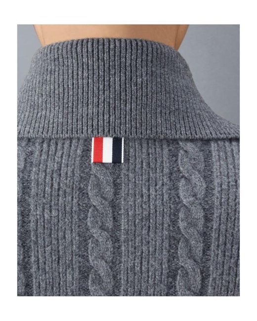 Thom Browne Blue Cable-Knit Bomber Jacket