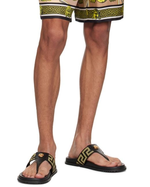 Versace Green Le Maschere Straight Leg Shorts for men