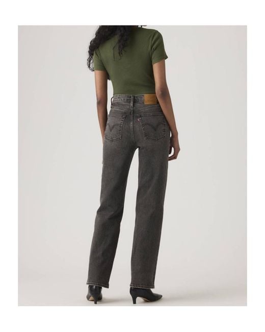 Levi's Gray Ribcage Straight Full Length Jeans