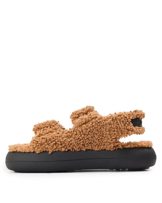 Moon Boot Brown Wool Logo Sandals