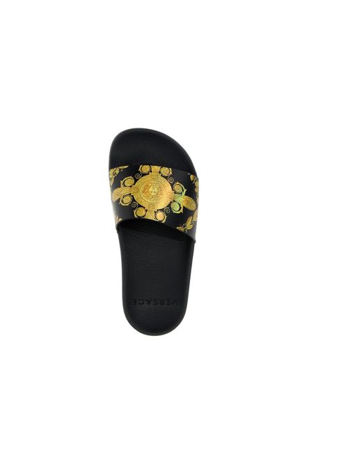 Versace Black Medusa-Print Pool Slides for men