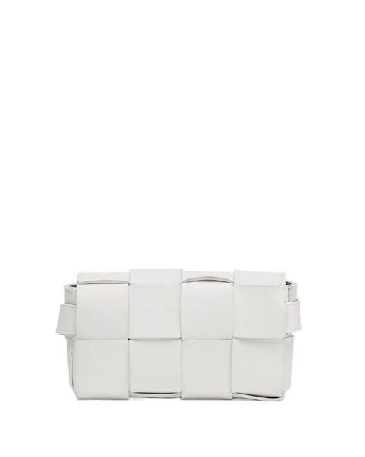 Bottega Veneta White Cassette Mini Intreccio Belt Bag