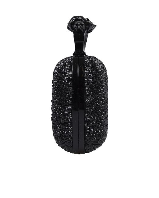 Alexander McQueen Black Four Ring Skull Detailed Clutch Bag