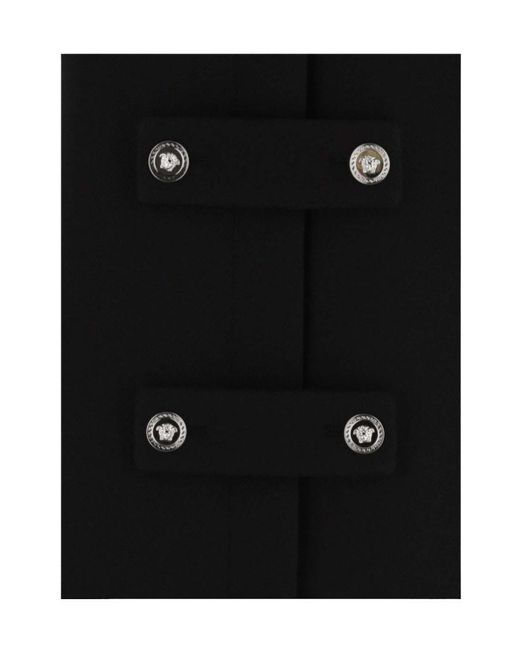 Versace Black Button-Detailed Sleeveless Dress