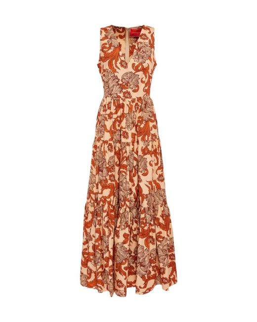 LaDoubleJ White Big Botanical-Print Poplin Dress