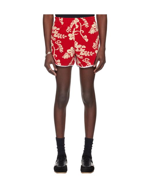 MARINE SERRE Red Towel Shorts for men