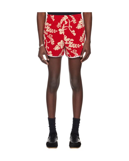 MARINE SERRE Red Towel Shorts for men