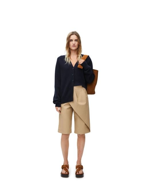 Loewe Blue V-Neck Asymmetric Cardigan