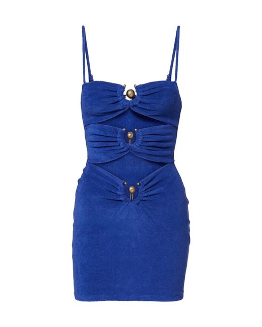 Christopher Esber Blue Cutout Cotton-Blend Terry Minidress
