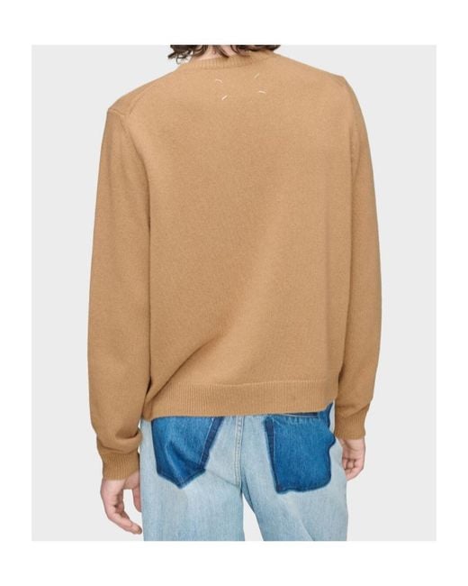Maison Margiela Natural Fused Knit Wool Crewneck Sweater for men