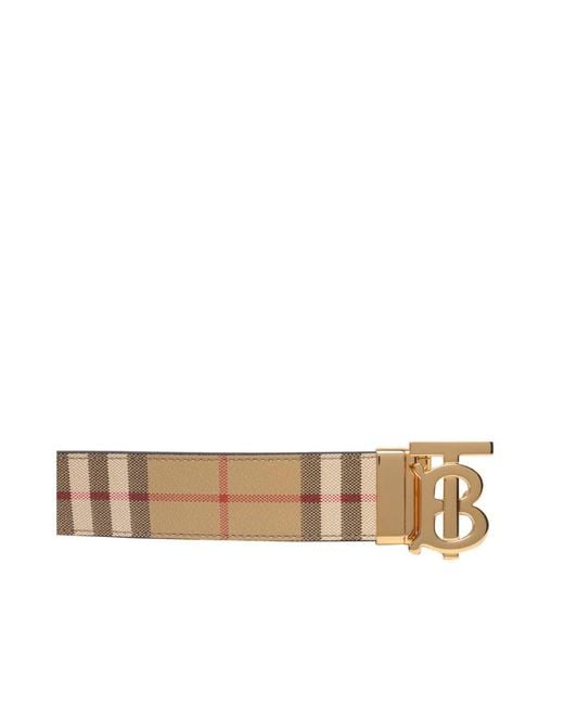 Burberry White Logo Plaque Reversible Buckled Belt for men