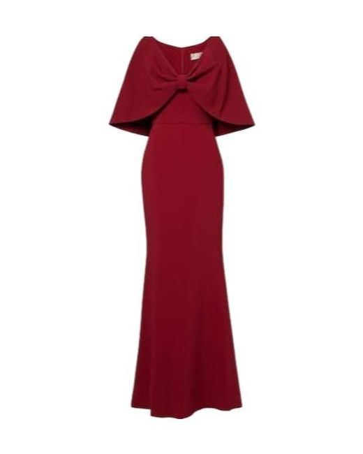 Elie Saab Red Caped Cady Gown