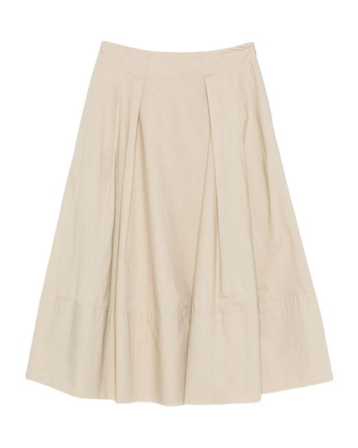 Woolrich Natural Pleated Poplin Maxi Skirt