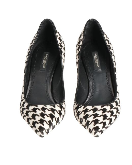 Dolce & Gabbana White Houndstooth High Heels