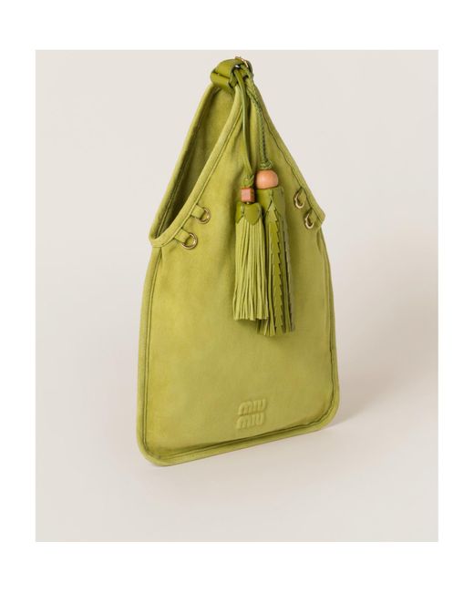 Miu Miu Yellow Suede Handbag With Tassels