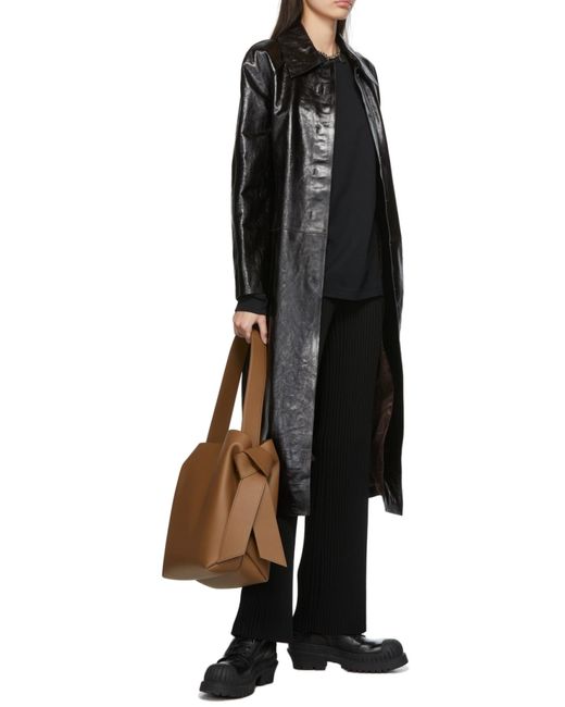 Acne Brown Logo Detailed Midi Shoulder Bag