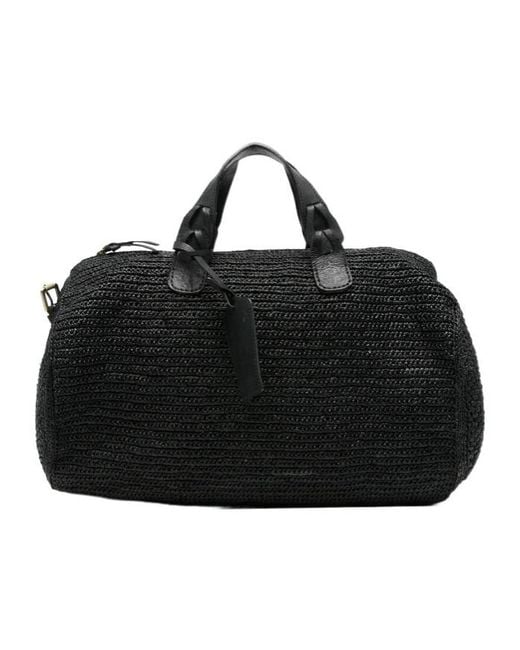 IBELIV Black Woven Tag-Detail Tote Bag