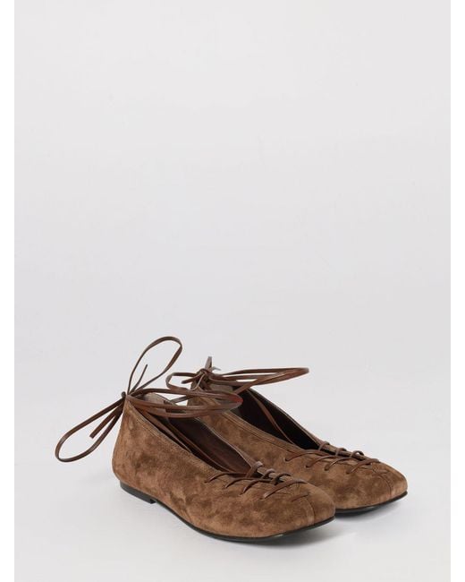 Alohas Brown Lace-Up Square-Toe Flat Shoes