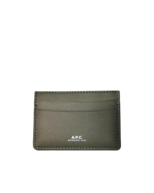 A.P.C. Gray André Logo Embossed Cardholder for men