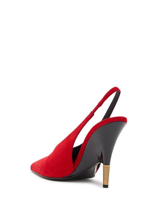 Khaite Red Bella 100 18Kt-Plated Suede Slingback Pumps