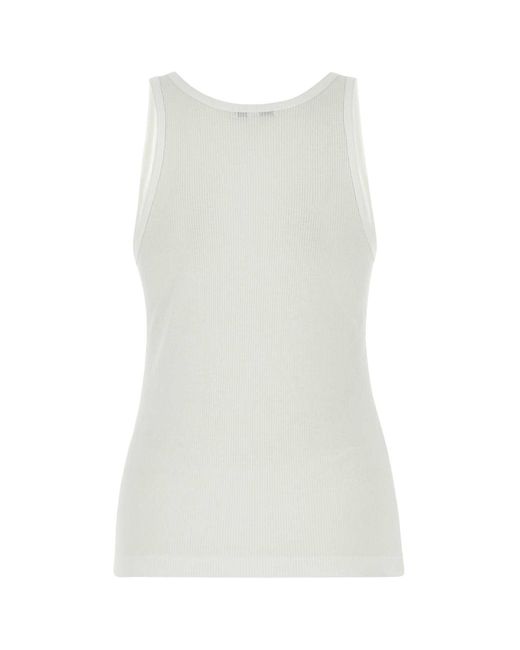 Agolde White Sleeveless Straight Hem Tank Top
