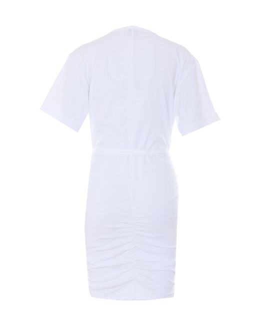 Pinko White Anguillara Ruched Mini Dress