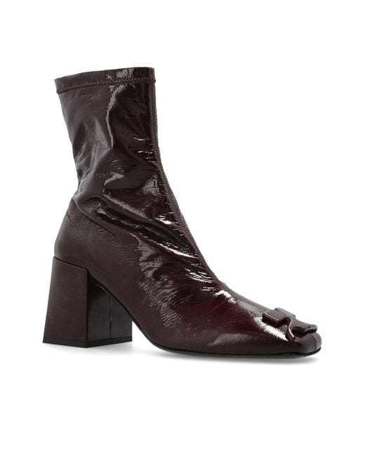 Courreges Brown Square-Toe Ankle Boots