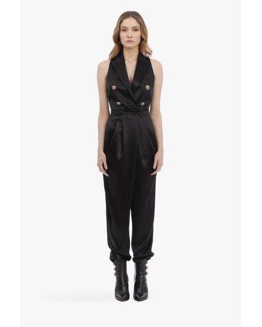 Balmain Black Double-Breasted Jumpsuit