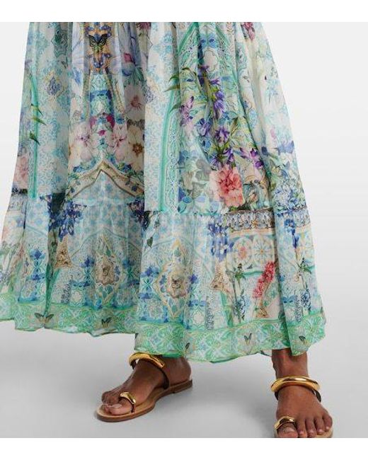 Camilla Blue Crystal-Embellished Silk Maxi Dress