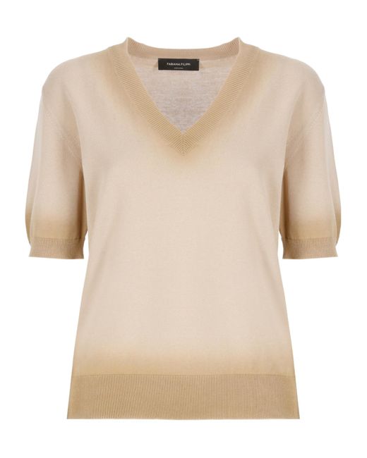Fabiana Filippi Natural V-Neck Sweater