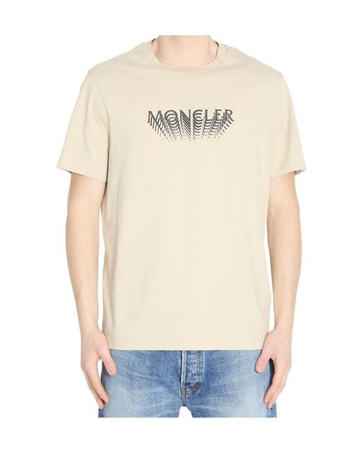 Moncler White Logo Printed Crewneck T-Shirt for men