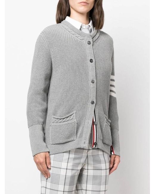 Thom Browne Gray 4-Bar Stripe Cardigan
