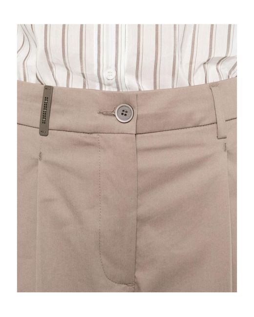 Peserico Gray Cuffed Straight-Leg Pants