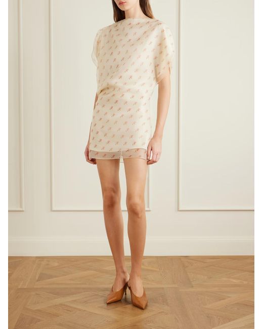 Khaite Natural Short-Sleeve Silk Dress