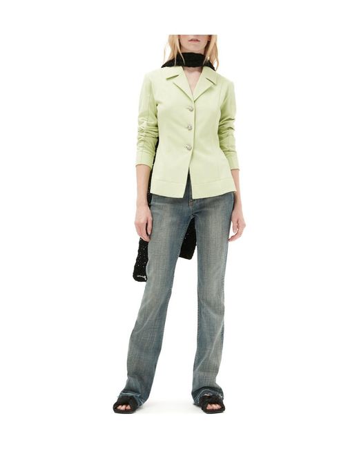 Ganni White Stretch Suiting Shirt Blazer