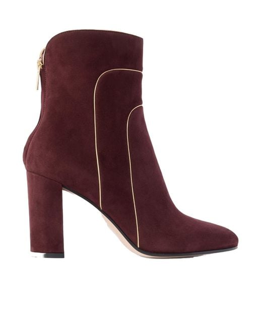 Gianvito Rossi Purple 85 Metallic Leather-Trimmed Suede Ankle Boots