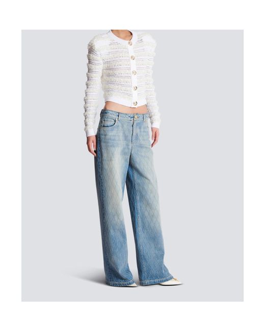 Balmain Blue Logo Patch Straight-Leg Jeans