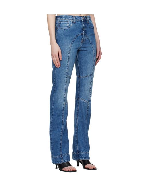 Edward Cuming Blue Patchwork Denim Pants for men