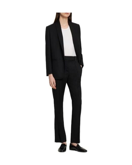Brunello Cucinelli Black Wool Crepe Straight Pants
