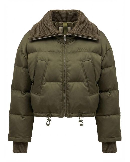 Gucci Green Fine Gabardine Puffer Jacket