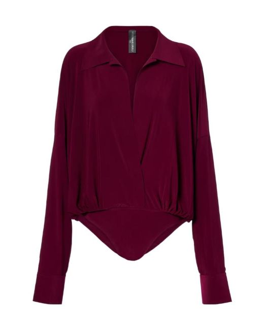 Norma Kamali Purple Crepe Bodysuit