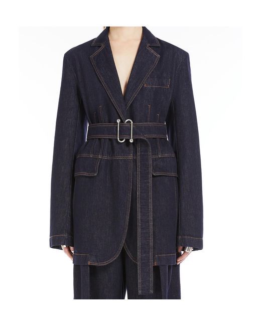 Sportmax Blue Domino Button-Up Denim Jacket