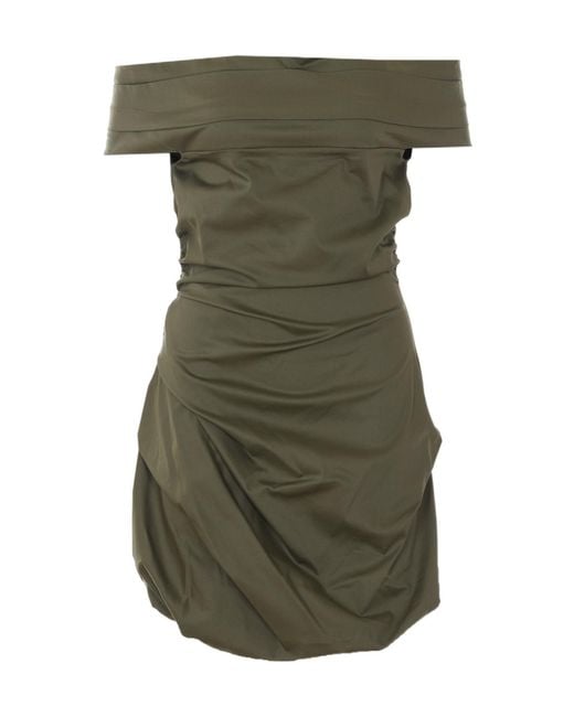 Aniye By Green Draped Off-Shoulder Mini Dress
