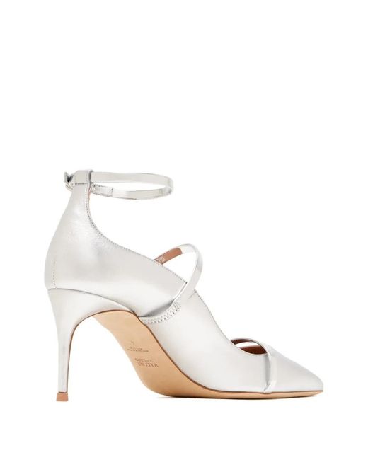 Malone Souliers White Ankle Strap Pumps