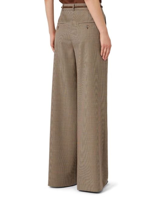 Max Mara Brown Checked Belted Tailored Trousers