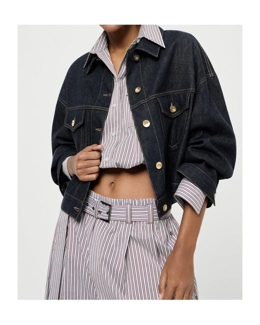 Brunello Cucinelli Blue Long-Sleeved Denim Jacket