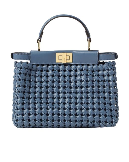 Fendi Blue Interlaced Leather Bag