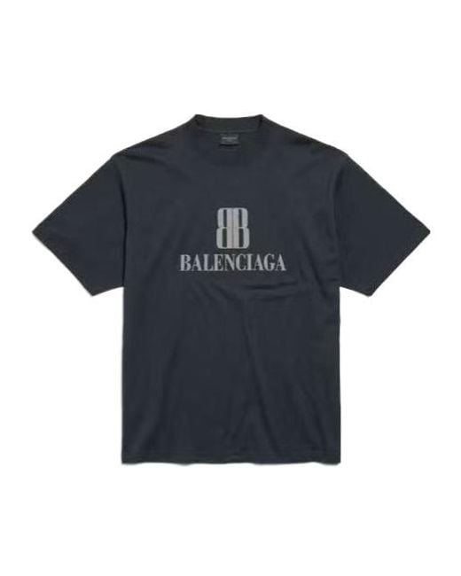 【関税＆送料込み】Balenciaga Nano Bb Medium Fit T-Shirt Balenciaga Nano Bb Medium Fit T-Shirt in Blue for Men | Lyst
