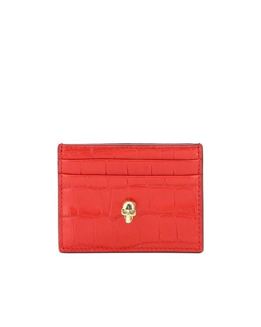 McQueen Red Skull Embossed Cardholder