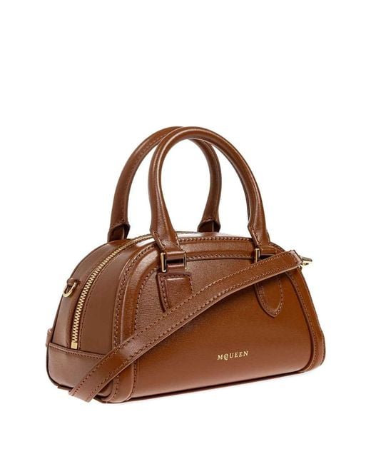 McQueen Brown Birdee Boston Mini Handbag